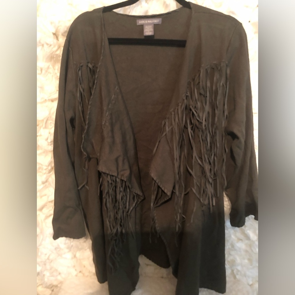 Kate & Mallory fringed cardigan sweater size 1xl